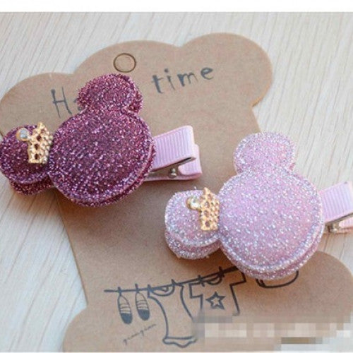 Crown Hair Clip Kids Children Hairpin Baby Girls Sequin Heart Bear Shiny Fabrics